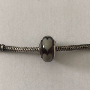 Authentic Pandora sterling silver purple with white hearts